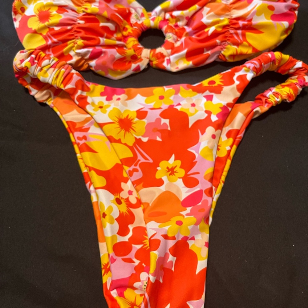 Floral Kids Swimwear in Vibrant Orange and Yellow